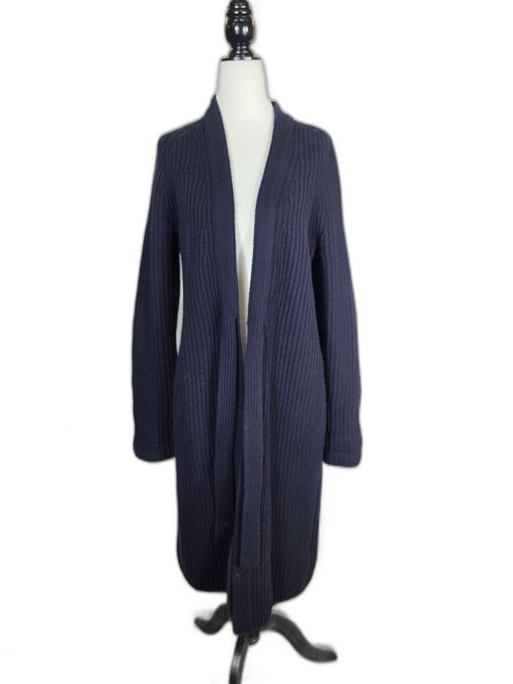Vince Midlength knit Navy Wool-Cashmere Tie-Front Cardigan – Size M
